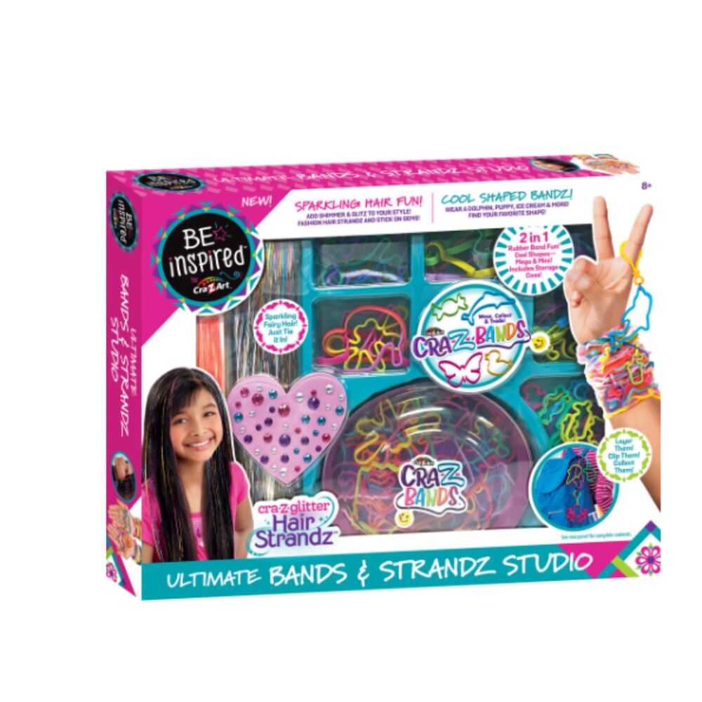 Cra-Z-Art crazy kids novelty gift bands bracelet and hair tinsels glitter set